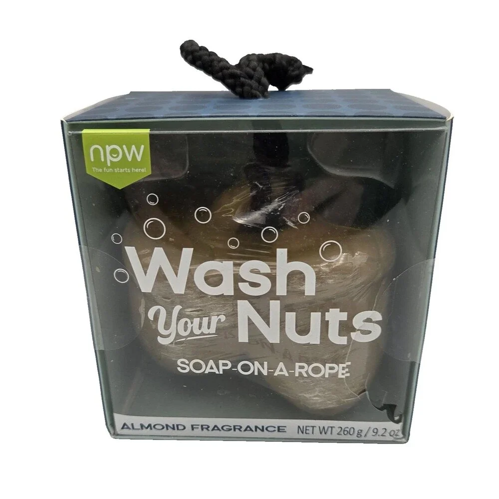 NPW Wash Your Nuts Soap On A Rope Novelty White Elephant Gag Gift PKG Damage